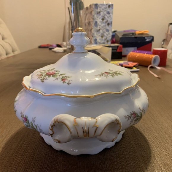 Vintage Johann Haviland Moss Rose Covered Vegetable / Soup Bowl / Dish Bavarian - Picture 1 of 5